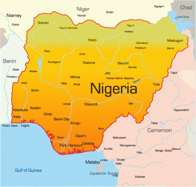 Indigo - Kaart van Nigeria met Kano in het noorden