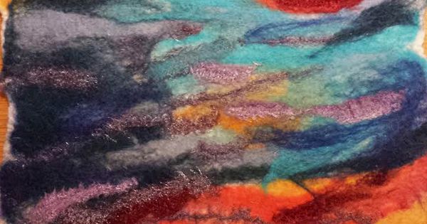 Quiltdagen - Fire & Rain, gepuncht, natgevilt - Marian Verdonk