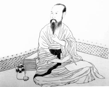 Chinese historische figuur in zuiver Moxiu borduurwerk.