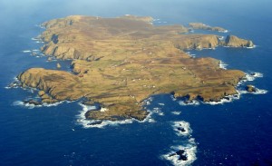 Luchtfoto van Fair Isle.
