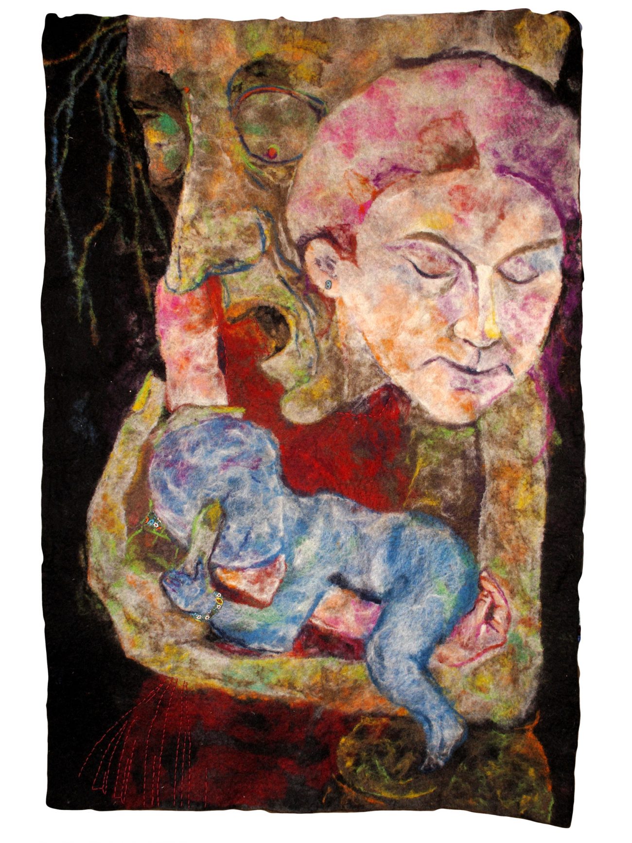 Barbara Füreder, Baba Yaga Trinität, 2010, gevilte wol.
