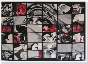 Marce Truyens (België), '36 screens, no communication' (tapisserie).