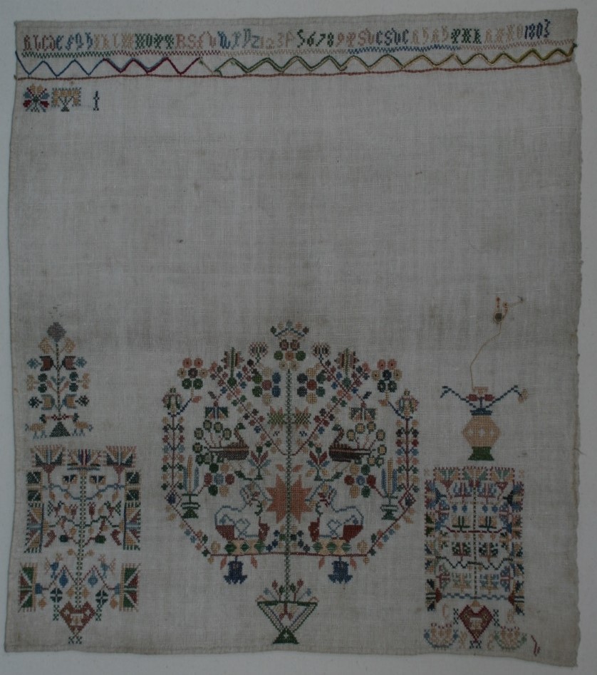 Een onvoltooide merklap uit 1803.