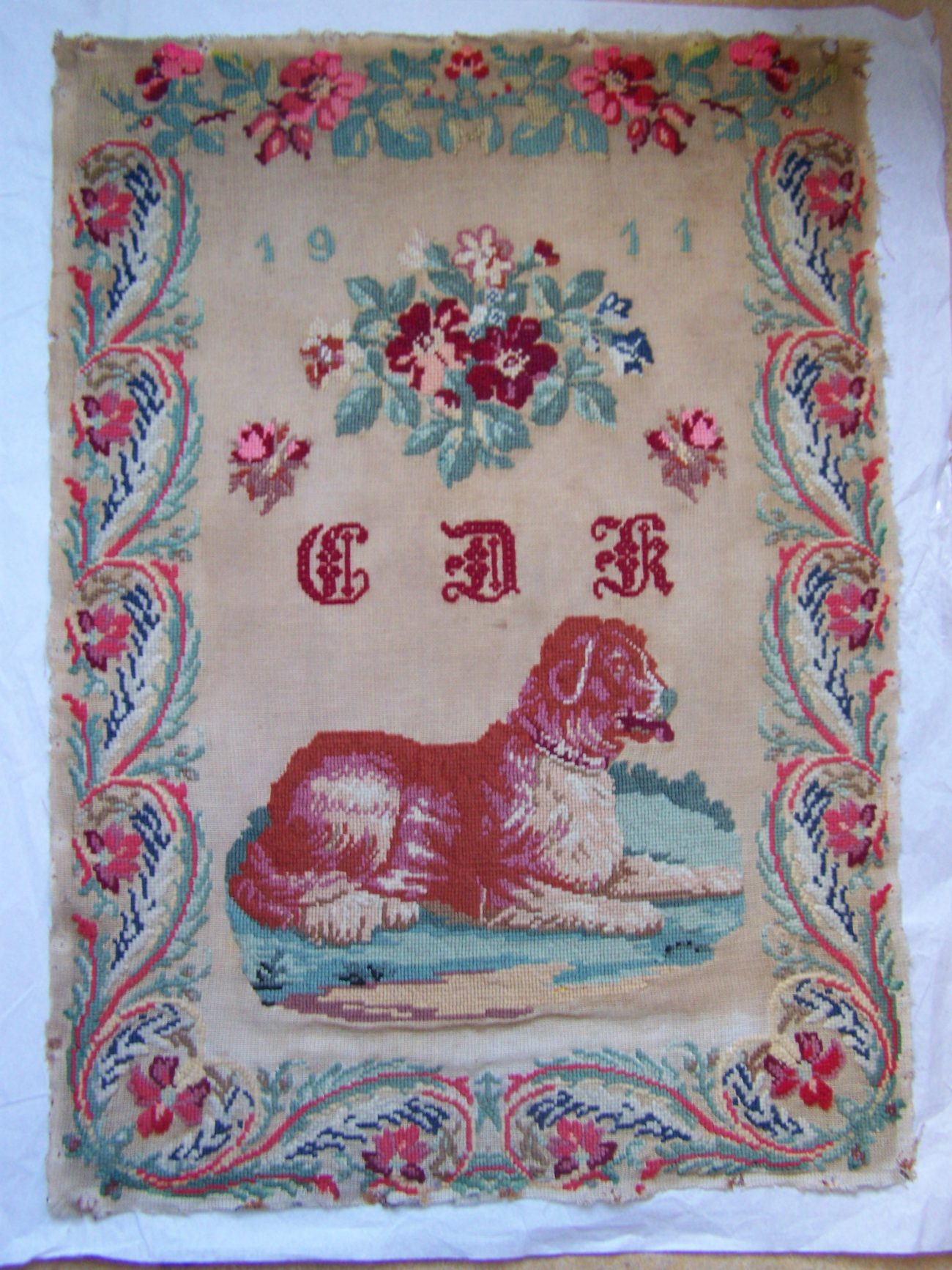 Merklap uit 1911 uit de collectie Waskot.
