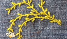 Borduren op denim.