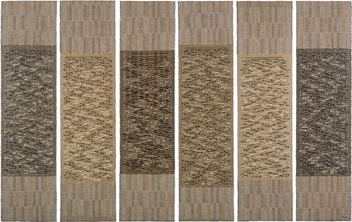 Anni Albers, Six Prayers, katoen, linnen, bast en zilverdraad, 1965, Jewish Museum, New York.