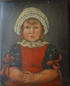 Meisje in Noord-Bevelandse dracht door Marinus Zwigtman, circa 1845.