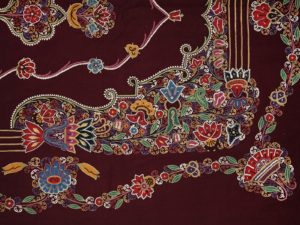 Wand- of plafondbekleding (detail), Iran, Rasht, 1875-1895, wollen flanel, zijden garen.