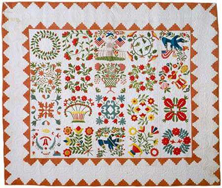 Baltimore album quilt uit 1850 - Shelbume Museum