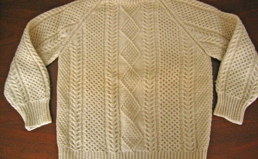 Aran fisherman sweater in bainin wol