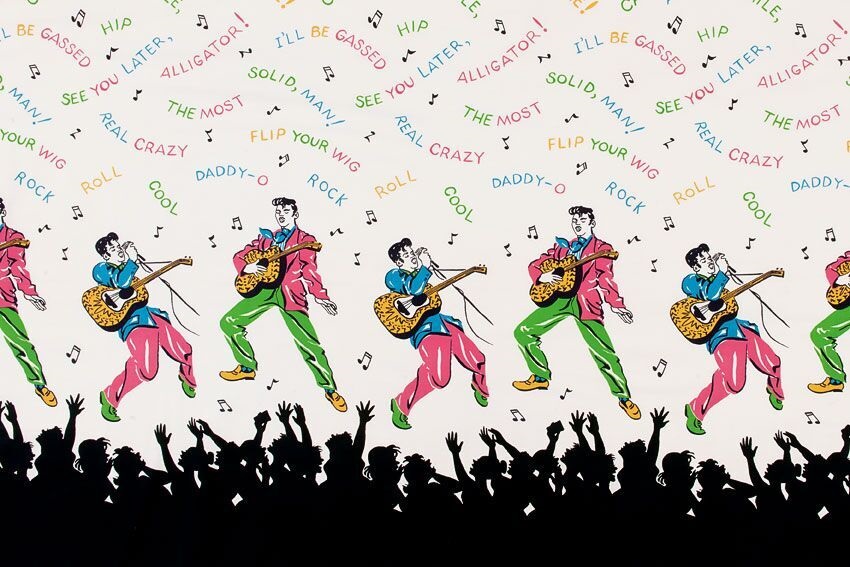 Elvis Presley, randpatroon voor een rok, Rock n’ Roll skirts, VS - foto Target Gallery.