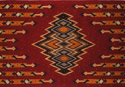 Sarape, wol gekleurd met marush, mos, pericón, indigo en cochenille - Porfirio Gutiérrez - Handwerkwereld
